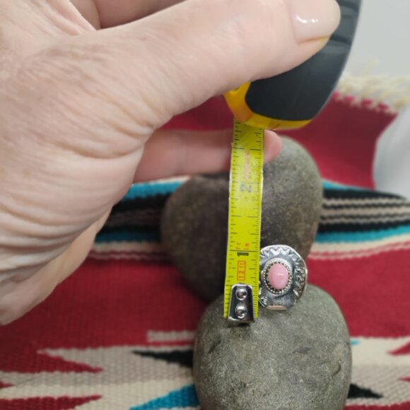 Southwest Western Cowgirl Sterling Silver Pink Conch Shell Cowboy Hat Ring Sz 8 - Picture 4 of 8